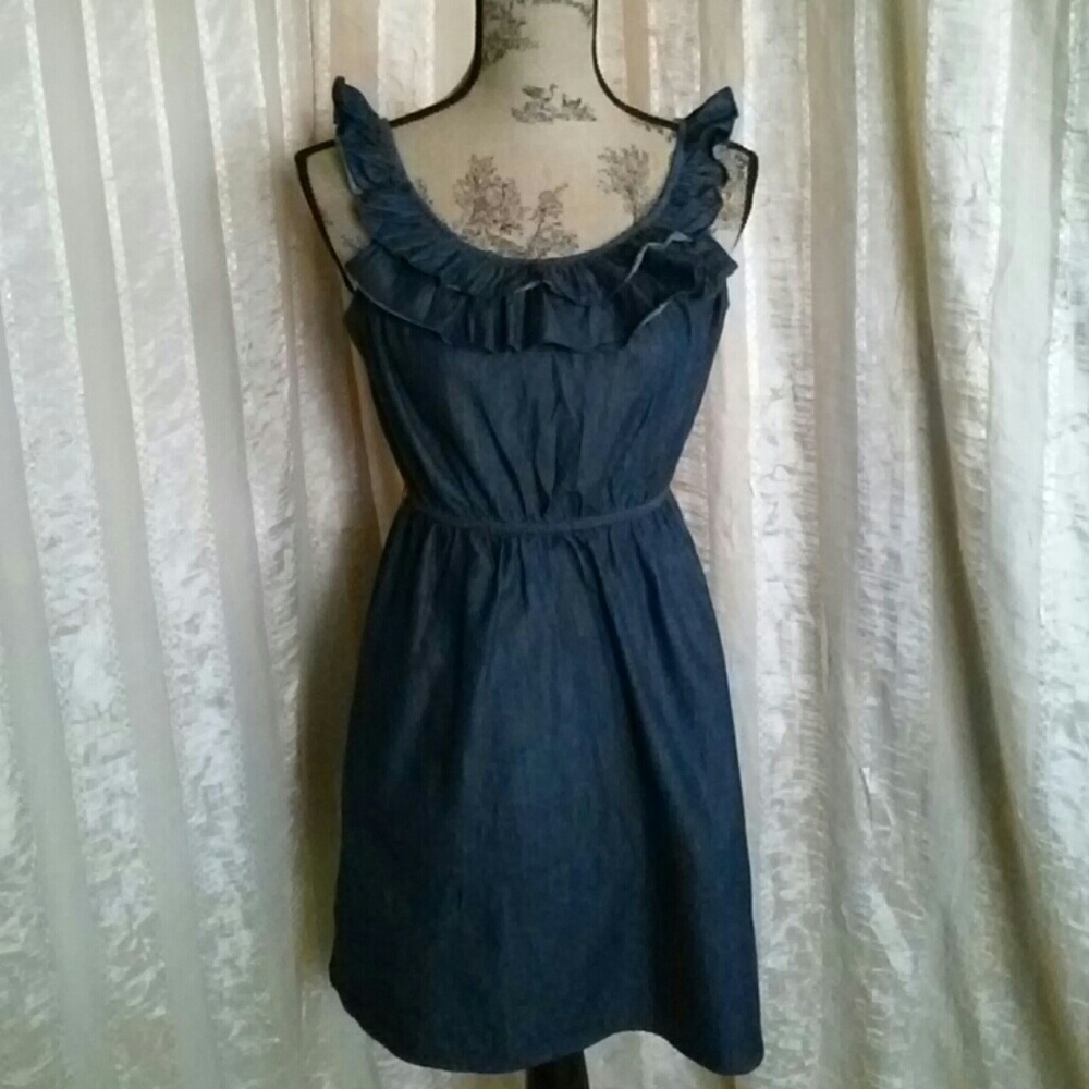 Lily Rose Women's Ruffle Chambray Denim Dress